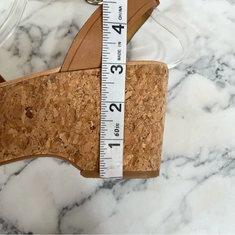 Dolce Vita Linda leather calf hair cork platform wedge sandals size 9